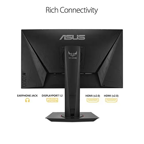ASUS TUF Gaming VG259QM 24.5” Monitor, 1080P Full HD (1920 x 1080), Fast IPS, 280Hz, G-SYNC Compatible, Extreme Low Motion Blur Sync,1ms, DisplayHDR 400, Eye Care, DisplayPort HDMI Black 6