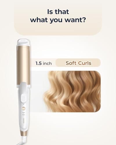 FURIDEN Lite Dual-Voltage Curling Iron: 110V-240V 1 1/2 Inch Ceramic Wide Barrel 2-in-1 Curling Iron for Chin Length Hair - Europe Travel for Soft Curls with Clamp 6