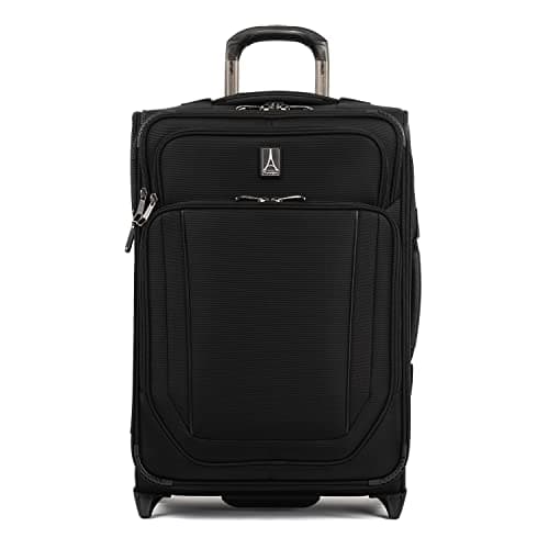 Travelpro Crew Versapack Softside Expandable 2 Wheel Upright Carry on Luggage, 17-Inch-Laptop Pocket, Men and Women, Jet Black, Carry On 21-Inch