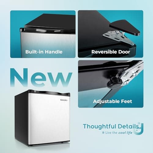 EUHOMY Mini Freezer Countertop,1.1 Cubic Feet, Single DoorCompact Upright Freezer with Reversible Stainless Steel Door, Removable Shelves, Small freezer for Home/Dorms/Apartment/Office(Silver) 6