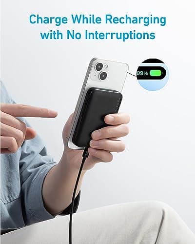 Anker 321 MagGo Battery (PowerCore Magnetic 5K), 5,000mAh Magnetic Wireless Portable Charger, Compatible with iPhone 15/15 Plus/15 Pro/15 Pro Max, iPhone 14/13/12 Series（Black） 6