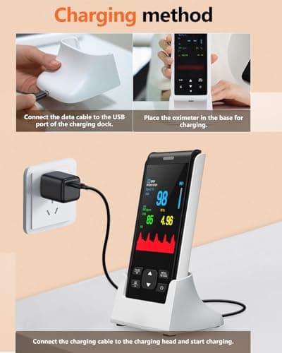 HealthTree Pulse Oximeter Rechargeable Fingertip Pulse Ox, Handheld Pulse Oximeter, Finger Blood Oxygen Saturation Monitor with SpO2 & Pulse Rate, Portable Oxygen Meter Finger for Adults 6