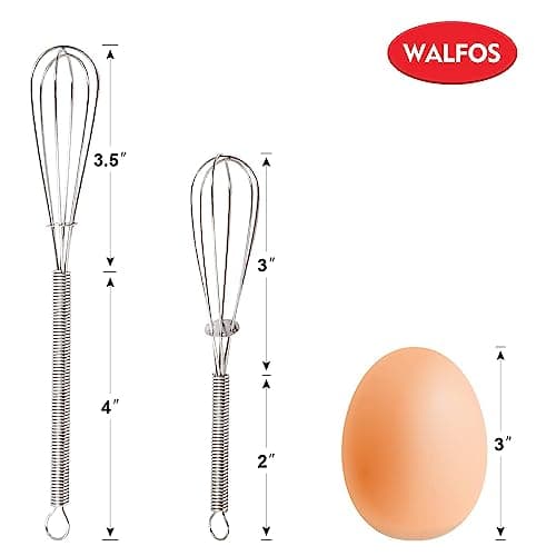 Walfos Mini Whisks Stainless Steel, Small Whisk 2 Pieces, 5in and 7in Tiny Whisk for Whisking, Beating, Blending Ingredients, Mixing Sauces 6