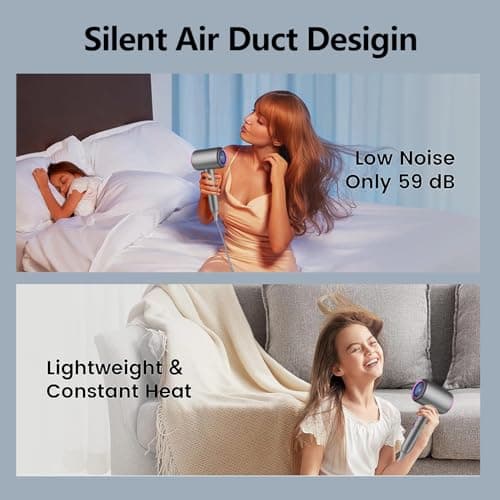 Hair Dryer for Women and Men 1875W Portable Ionic Hairdryer Travel Blow Dryer with Diffuser Nozzle Small Lightweight and Quiet Fast Drying as Salon No Heat Damage 7