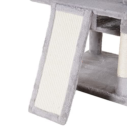 Heybly Cat Tree Large Cat Tower for Indoor Cats,Multi-Level Cat Furniture Condo for Cats with 3 Padded Plush Perch, Cozy Basket and Scratching Board HCT024W 7