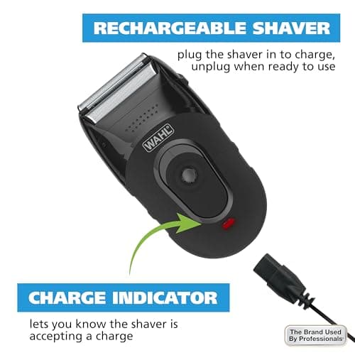Wahl Compact Rechargeable Lithium Ion Shaver Kit with Hygienic Rinseable Foils & Cutter Bar with Dual Flexible Foils That Move with The Contours of Your Face - 7065 6