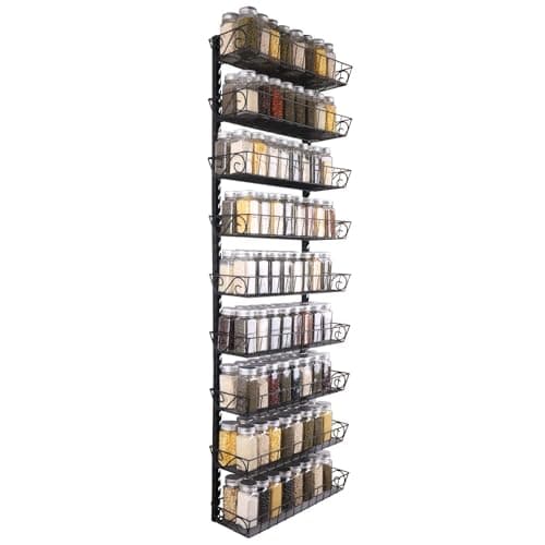 SWOMMOLY Adjustable Wall Mount Spice Rack, 9-Tier Dual-use (Multi-use) Organizer, Black 5