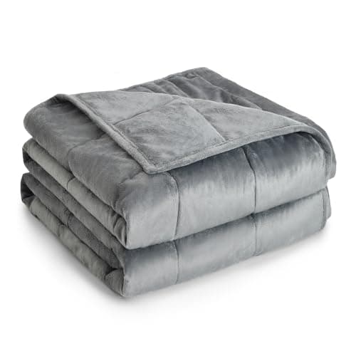 Topblan Weighted Blanket Twin Size 15lbs, Adult Weighted Blankets with Soft Warm Fabric for Sleeping and Calming, Adult Heavy Blanket for Sofa Bed, Grey, 48 x 72 inches