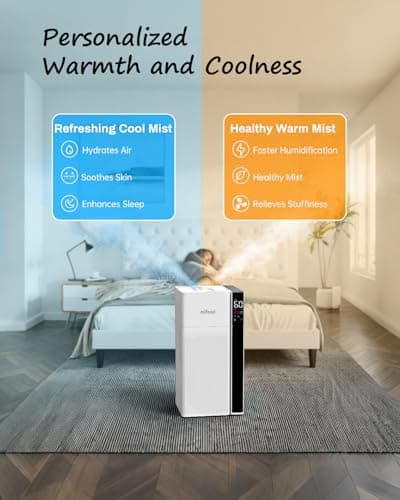 Mifasol Humidifier Large Room Warm and Cool Mist, 5.3Gal/20L Humidifiers for Home 1500 sq ft, Double Nozzles Whole House Humidifier, Humidifiers for Bedroom Plants Office Commercial Large Areas, White 5