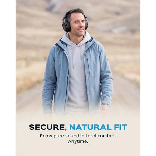 TREBLAB Bluetooth Headphones Over The Ear, Noise Cancelling, Hybrid ANC, 64H Battery, IPX4, Foldable Wireless Headphones with Mic, Lightweight, Work and Travel – U5 9