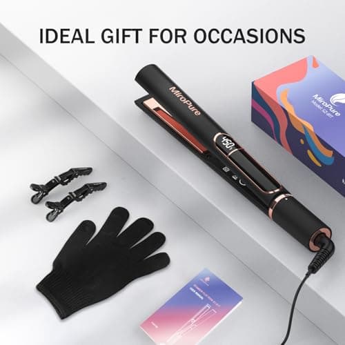 MiroPure Flat Iron Hair Straightener, 1 Inch Titanium Plates Hair Straightener with 15S Heat-up, Professional MCH Ceramic Negative Ion Hair Iron Dual Voltage for Women Hair with Auto Shut-Off 9