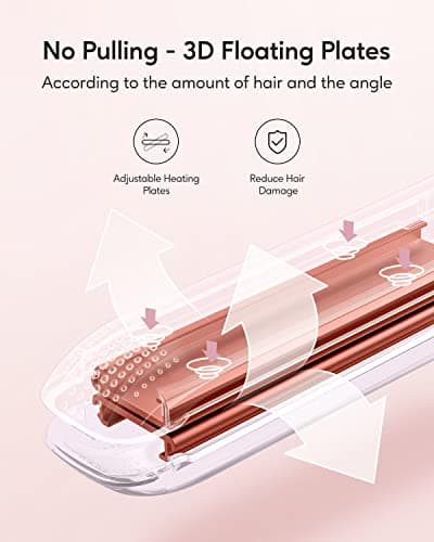 Wavytalk Salon Flat Iron Hair Straightener, Negative Ion Function with Titanium Plates Get Shinier & Smoother Hair, 15 Adjustable Temp, Dual Voltage & 60 Mins Auto Shut Off (Rose Gold) 7