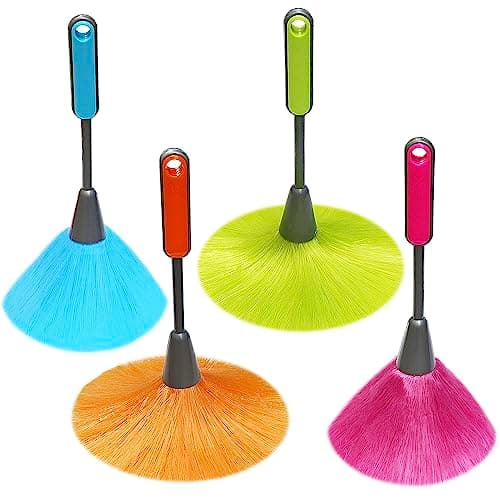 4 Pack 10" Small Microfiber Duster, Delicate Fluffy Microfiber Feather Duster, Suitable for Light Daily Household Dusting, Perfect for Cleaning Desk, Computer Screen, TV Screen, Books, Photo Frames