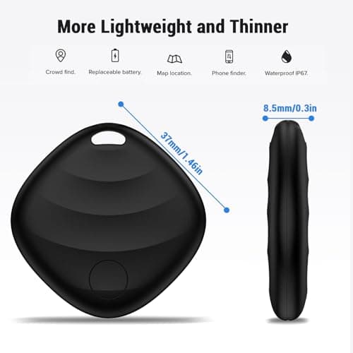 Key Finder, Bluetooth Tracker Locator Pairs with Apple Find My (iOS only), Item Finder for Keys,Wallet,Pets,Bag,Backpack and Suitcase, 400ft Range Smart Tracker Tags, Compatible with iOS, Black 1Pack 7