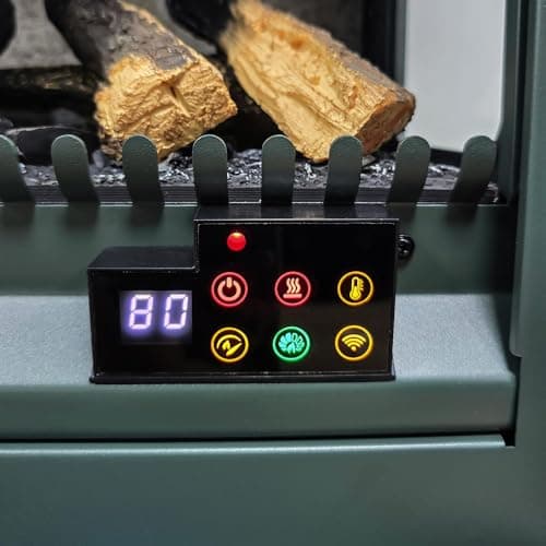 Modern Ember Harlowe Freestanding Electric Fireplace Stove Heater in Hunter Green with Multi-Color Ember Bed | Smart Technology | Alexa/WiFi Enabled | 1500W | Indoor Portable Heater | Safety Shutoff 6