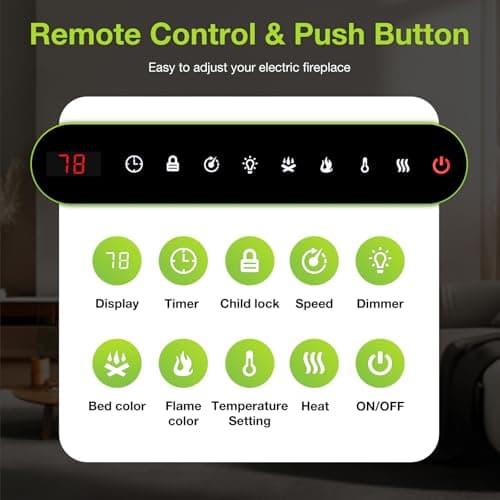 DUMOS Electric Fireplace Wall Mounted/Recessed/Free Standing 50 Inch Space Heater with Remote Control Adjustable Flame Colors Touch Screen Energy Saving 3