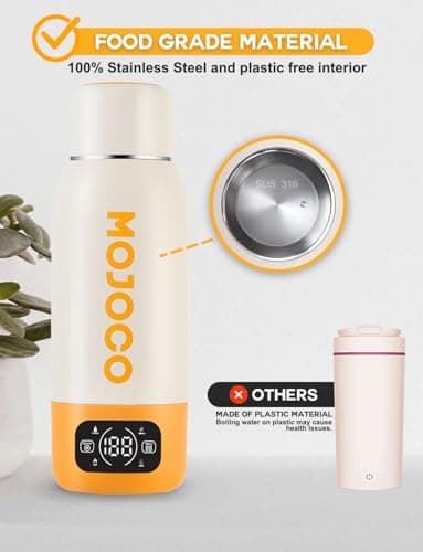 Mojoco Portable Travel Kettle - 20oz Double Wall Vacuum Insulated Stainless Steel Kettle for Coffee, Tea - Leak Proof Portable Small Water Boiler for RV, Camping 5