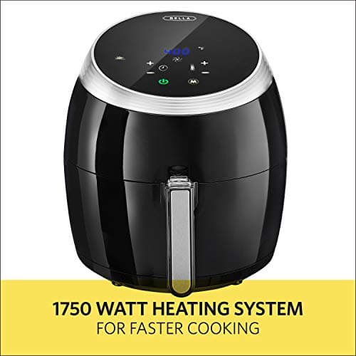 BELLA (14679) 5.3 Quart Air Convection Fryer, Black, black 5.3qt 8