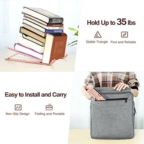 Laptop Stand, iVoler Laptop Holder Riser Computer Tablet Stand, 6 Angles Adjustable Aluminum Ergonomic Foldable Portable Desktop Holder Compatible with MacBook,iPad, HP, Dell10-15.6” Rose Gold 6