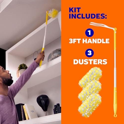 Swiffer Duster Kit with 3 ft Extendable Handle, Heavy Duty Dusting Starter Kit with 3 Refills, for Ceiling Fans, Vents and Hard to Reach Places 10