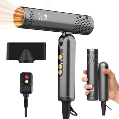 Quico Travel Hair Dryer Dual Voltage, 120,000 RPM Fast Drying BLDC Pocket Hair Dryers for Women with Concentrator 500M Negative Ions, Foldable Blow Dryer with Cold, 3 Heat&3 Speed Settings