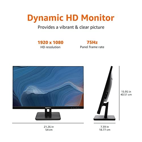 Amazon Basics 24-inch Full HD IPS Monitor, 75 Hz, 1080P, HDMI, Display Port and VGA Input, Adjustable Stand, VESA Compatible, Built-in Speakers for Office and Home, Black 5