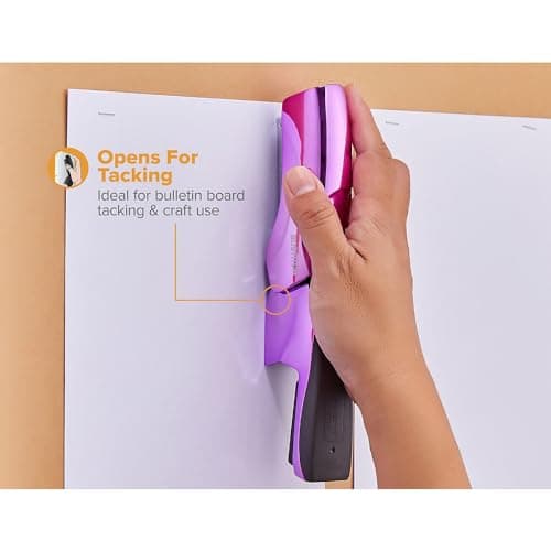 Bostitch Office Heavy Duty Stapler, 40 Sheet Capacity, No Jam, Half Strip, Fits into the Palm of Your Hand, For Classroom, Office or Desk, Metallic Purple 6