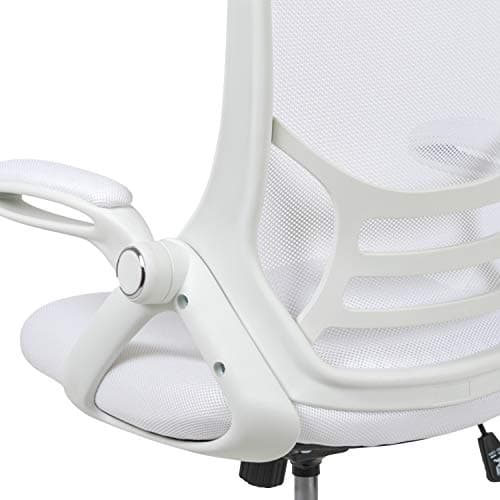 Flash Furniture Porter High-Back Swivel Office Chair with Adjustable Lumbar Support and Height, Ergonomic Mesh Desk Chair with Flip-Up Armrests, White 20