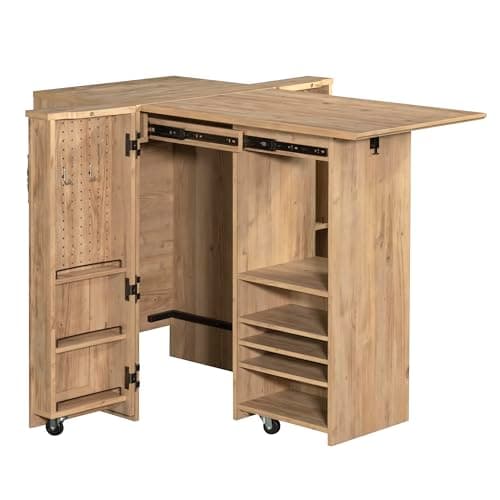 Sauder Craft Works Craft Workstation with Storage, Khaki Pine Finish 7
