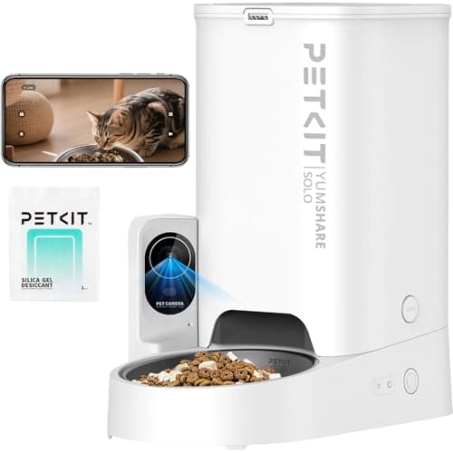 PETKIT Automatic Cat Feeder with Camera, 1080P HD Video with Night Vision, 2.4G WiFi Pet Feeder for Cat & Small Dog, 2-Way Audio & Meal Call Pet Food Dispenser with Desiccant Bag, Motion Capturing