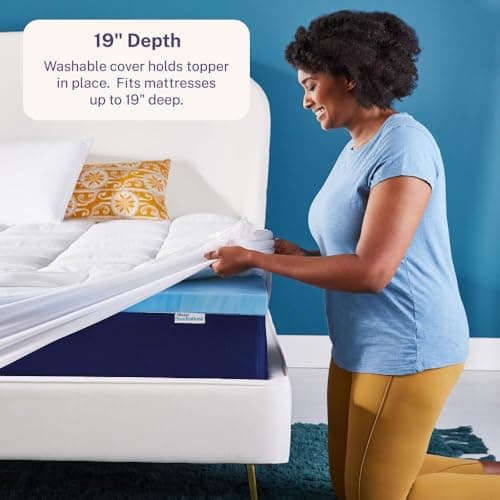 Sleep Innovations Dual Layer 4 Inch Memory Foam Mattress Topper, California King Size, Medium Support, 2 Inch Cooling Gel Memory Foam Plus 2 Inch Pillow Top Cover 5