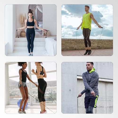 Jump Rope,Ropeless jump ropes weighted with counter for fitness,Home, Indoor or Outdoor exercise use,Workout,Crossfit,Gym,Cordless jump rope for Women,Men, Adults, Kids 5