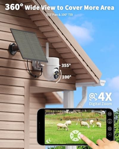 LIWAN Cellular Security Camera, No WiFi Security Camera, 4G LTE Solar Cameras Wireless Outdoor for Home Security with Color Night Vision, 360° Live View Battery Powered, PIR Sensor, Built in SIM Card 5