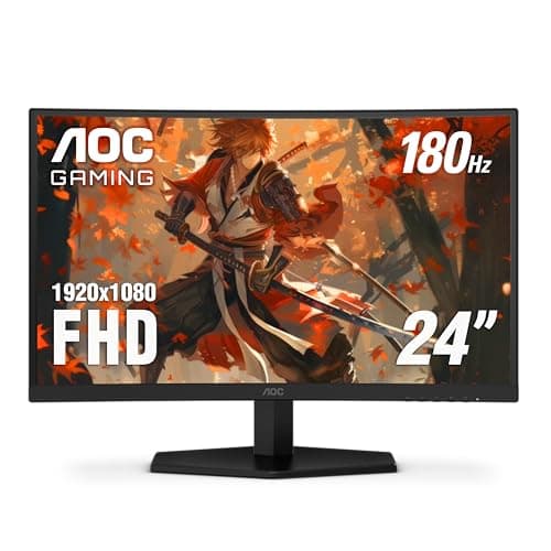 AOC C24G42E 24" Curved 1500R Frameless Ultra-Fast Gaming Monitor, FHD 1080p, 180Hz 0.5ms MPRT, HDMI 2.0 x2, Display Port x1, HDR, Speakers 2W x2, 3-Year Zero-Bright-Dot