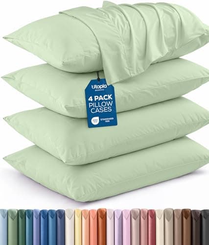 Utopia Bedding Queen Pillow Cases - Pack of 4 - Envelope Closure - Soft Brushed Microfiber Fabric - Shrinkage and Fade Resistant Pillow Covers Queen Size 20 X 30 Inches (Queen, Sage)