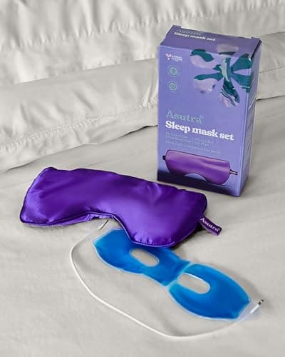 ASUTRA Silk Eye Pillow for Sleep, Purple - Filled w/Lavender Buds & Flax Seeds, Weighted Eye Mask, Meditation & Light Blocking Blindfold, Cooling Gel Mask Included 5
