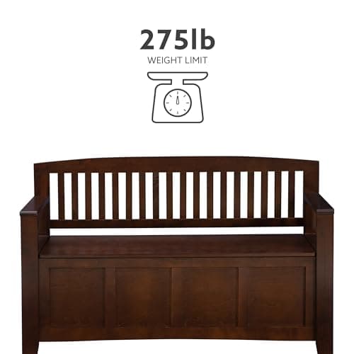 Linon Home Dcor Linon Home Decor Cynthia Storage Bench, 50"w x 17.25"d x 32"h, Walnut 18