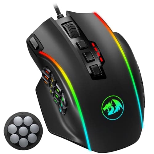 Redragon Gaming Mouse, MMO Mouse Gaming UP 12400 DPI, 19 Macro Programmable Buttons, RGB Mouse with 12 Side Buttons, 8 * 2.4g Weight Tuning for PC Laptop MOBA FPS, M901K, Black