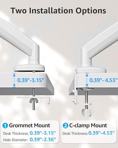 MOUNTUP Single Monitor Desk Mount Holds Screen up to 32 inch, Height Adjustable Monitor Arm, Computer Monitors Stand with Clamp/Grommet Mounting Base, VESA Mounts Fit 4.4-17.6lbs Computer 6