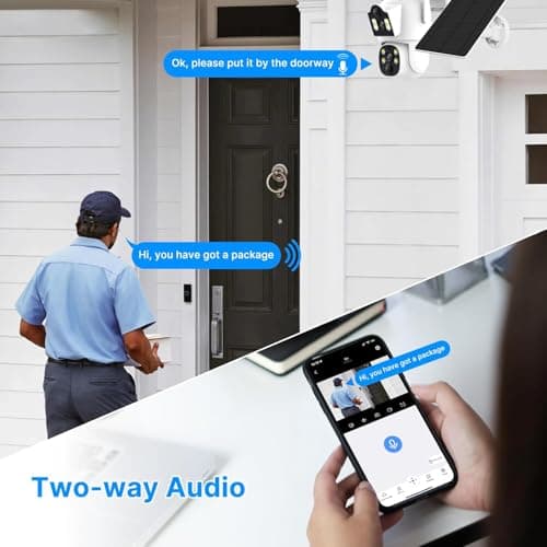 Solar Security Cameras Wireless Outdoor Dual Lens 4MP 2.4G&5G 360° PTZ,Solar Powered Wireless Home Security Camera,PIR Alarm Motion Detection,Color Night Vision,2-Way Audio,WiFi,IP66,No Subscription 5
