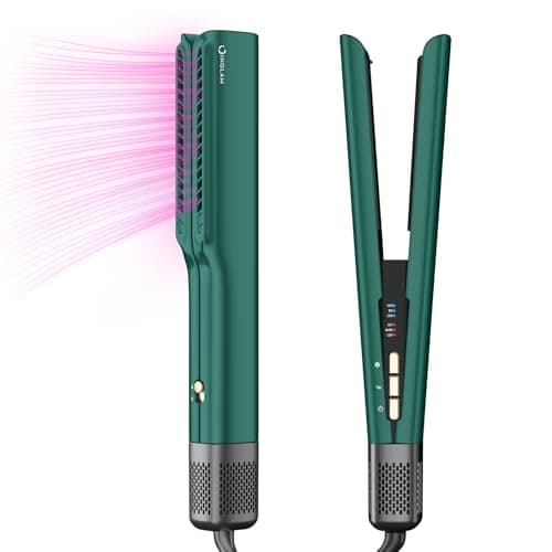 IG INGLAM Air Straight, Style from Wet Hair, 200M Ionic Hair Dryer Straightener for Medium Long Length(14”-30”), Straightener and Dryer 2 in 1, Fast Drying and Straightening in One Step, Dark Green