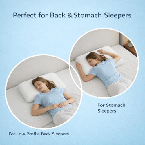 DLIGHT BD Slim 3.2" Stomach Sleeping Memory Foam Pillow-Thin, Flat, Soft Yet Supportative for Belly, Back& Stomach Sleepers 6
