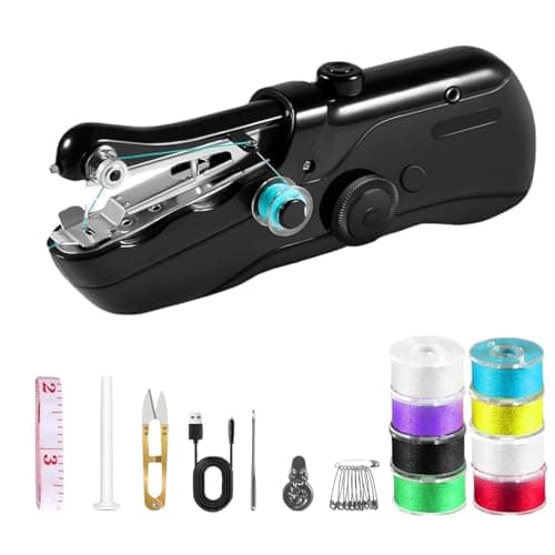 Portable Handheld Sewing Machine for Beginners - Mini Hand Held Sewing Machine for Adults - Small Cordless Stitching Machine for Home Travel Clothes DIY Fabric
