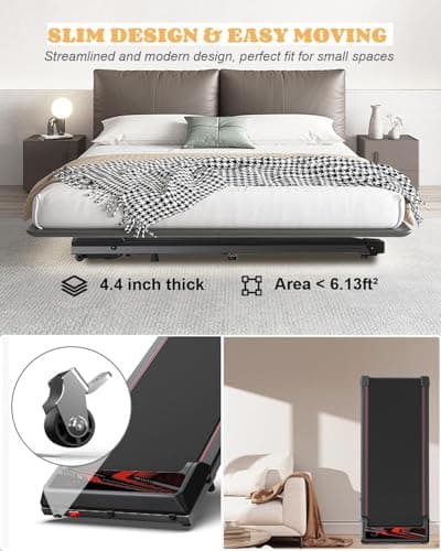 NAYSAYE Treadmills for Home Small, 3 in 1 Walking Pad Treadmill Under Desk Treadmill, Walking Pad Treadmill with Incline Remote Control, Exercise Equipment with LED Display for Home/Office Black 6