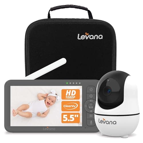 Levana Nala 5.5" HD Video Baby Monitor, 1080P Night Vision PTZ Camera, 22 Hour Battery Life, 5000mAH Battery, No WiFi, Two-Way Talk, 1000ft Range, Carrying Case, 2 Year Warranty