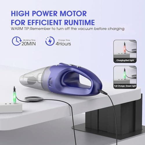 YOOHI Car Vacuum Cleaner with LED Light/Multi Accessories, 1.5lbs Lightweight Hand Vacuum Cordless Rechargeable for Car and Home, Mine Portable Vacuum 8
