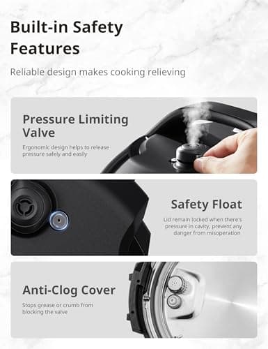 COMFEE' 9-in-1 Electric Pressure Cooker, 14 Presets Instant Multi Cooker Olla de Presion Non-Stick Pot Yogurt Maker Rice Cooker Slow Cooker Sauté Steamer 6 Quarts Black 6