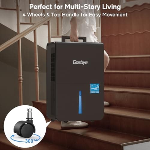 Gasbye 4500 Sq.Ft. 2025 Energy Star Dehumidifier for Basement & Large Rooms with Drain Hose, Max 115 Pints/Day | 45dB Quiet Compressor | 1.7 Gal Water Tank | Auto Shut-Off & Restart, Black 7