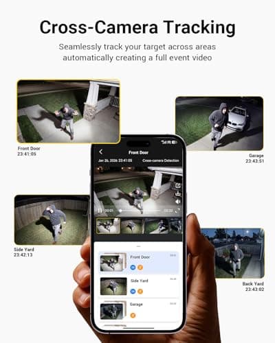ANSQUE Security Cameras Wireless Outdoor Home System, 4 Camera Kit, No Subscription Fees, Solar Powered, Local Storage, 365-Day Battery Life, 360°PTZ Surveillance, Auto Tracking, 2K Color Night Vision 8