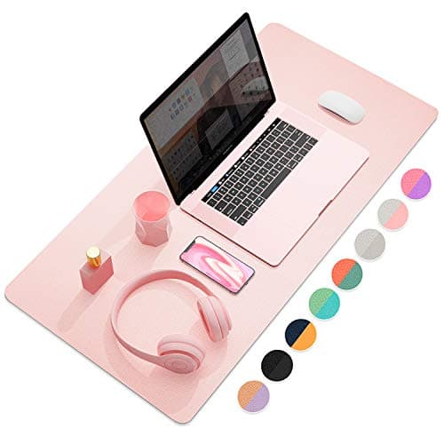 YSAGI Dual-Sided Desk Pad Protector, Desk Mat with Non-Slip - Waterproof PU Leather Office Desk Blotter for Mouse, Keyboard, Writing,31.5" x 15.7",Pink